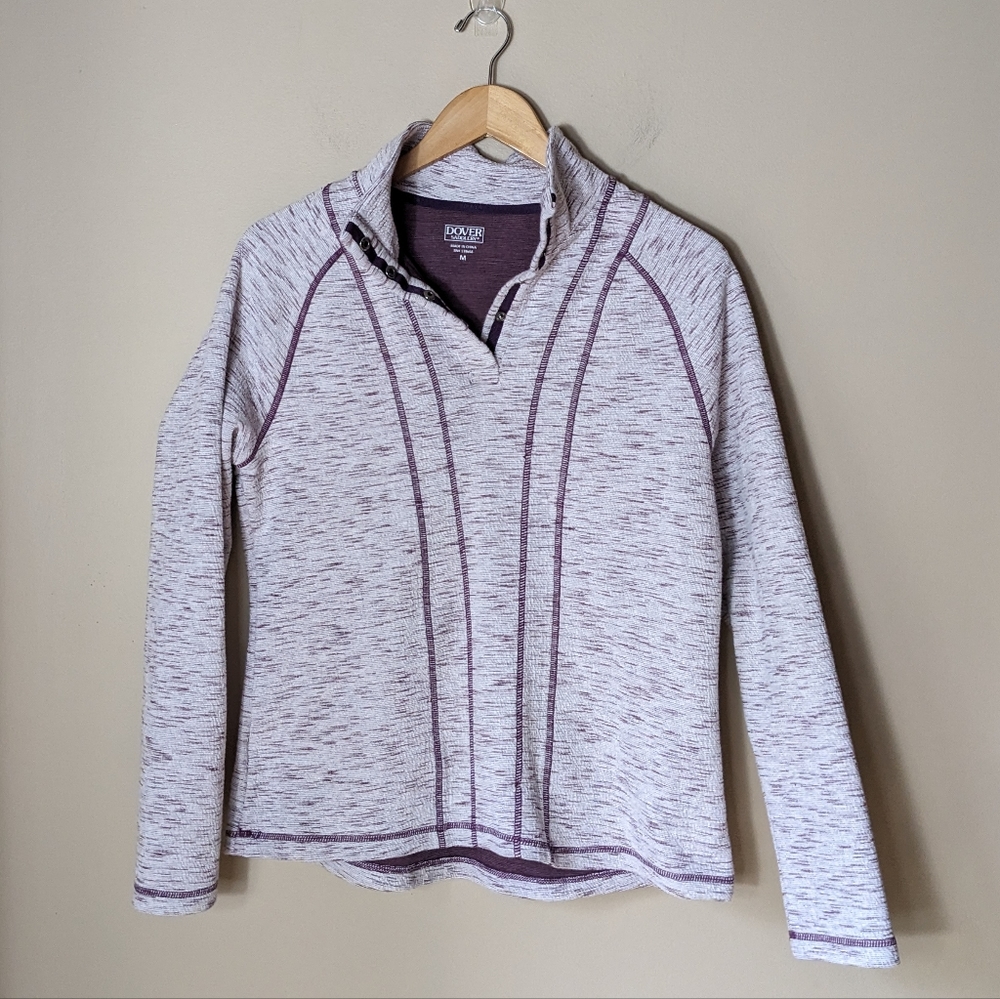 Dover Saddlery Textured Snap Neck Pullover Mulberry Heathered grey size medium